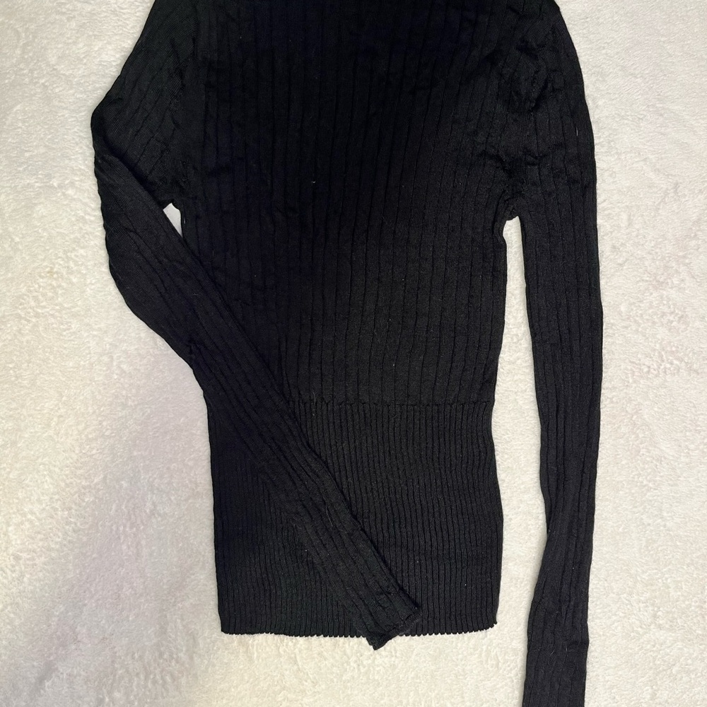 Banana Republic 100% Merino Wool Ribbed Mock Neck Sweater Black Women’s S